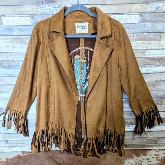 Savanna Jane Brown Fringe Jacket with Embroidered Design - Picture 11 of 16